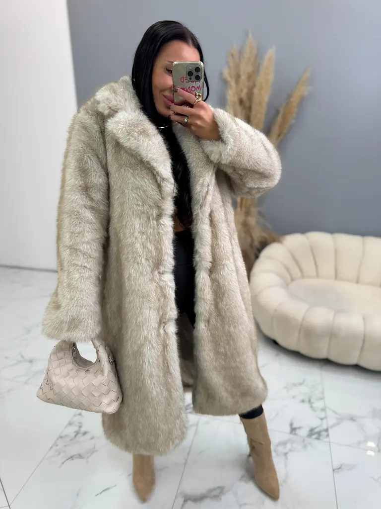 Kožušinová bunda s opaskom MIRANA
