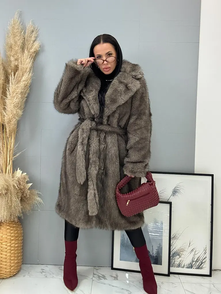 Kožušinová bunda s opaskom MIRANA - next