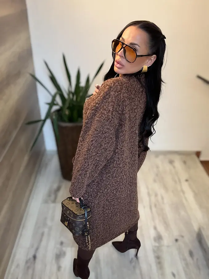 Uzlíkový kabát s otvoreným strihom a opaskom ELSE