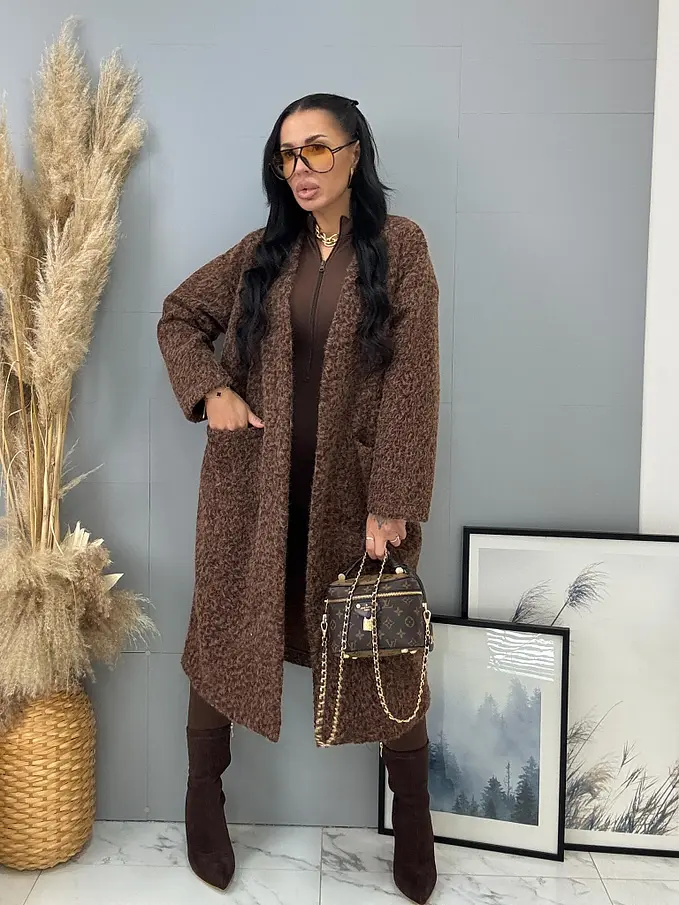 Uzlíkový kabát s otvoreným strihom a opaskom ELSE