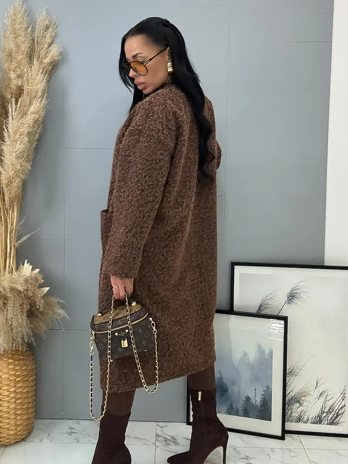 Uzlíkový kabát s otvoreným strihom a opaskom ELSE