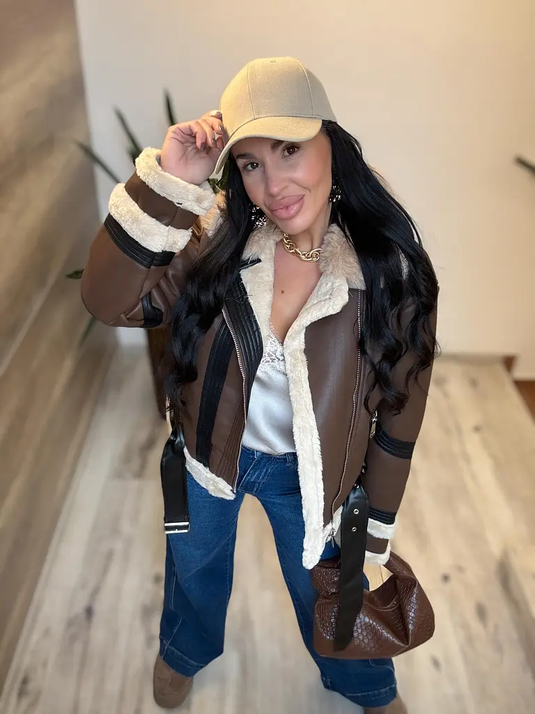 Kožená bunda s kožušinou KELLIA