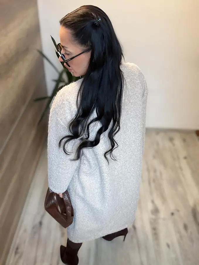 Uzlíkový kabát s otvoreným strihom a opaskom ELSE