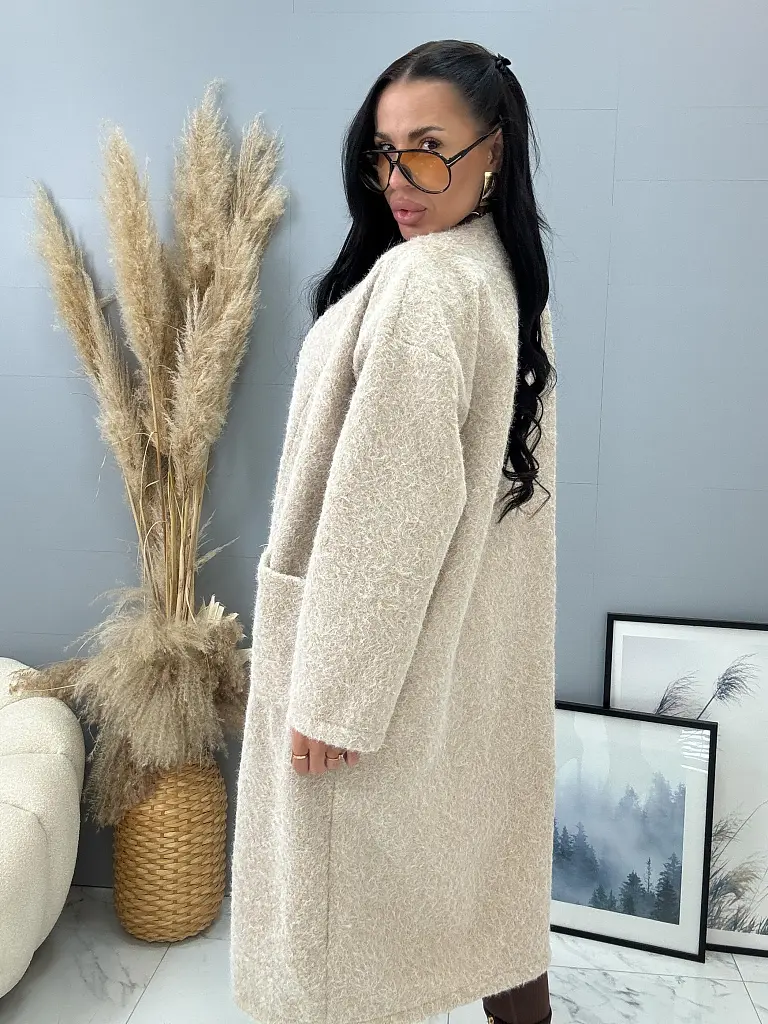 Uzlíkový kabát s otvoreným strihom a opaskom ELSE - next