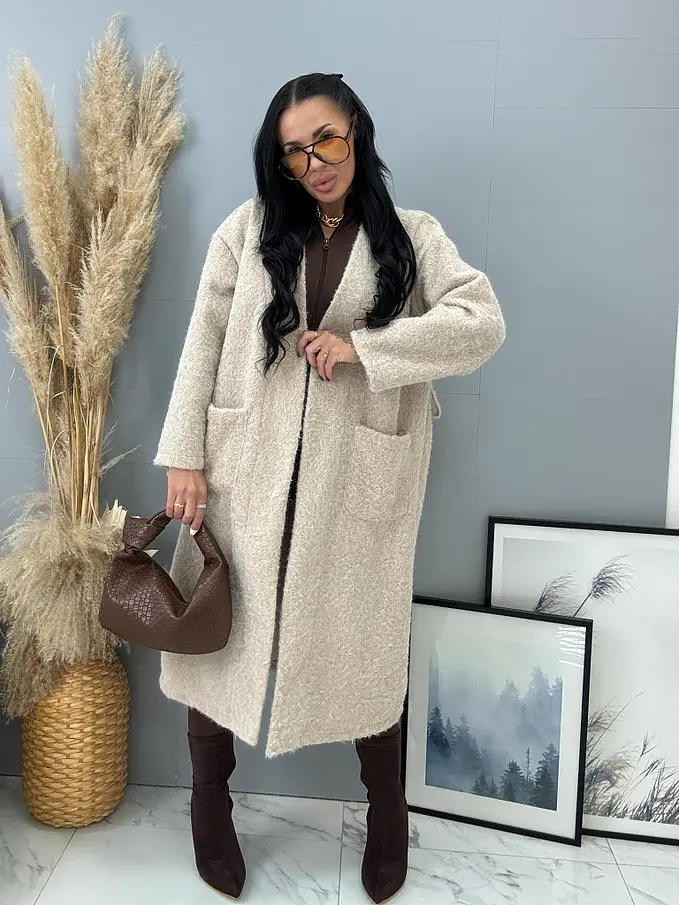 Uzlíkový kabát s otvoreným strihom a opaskom ELSE