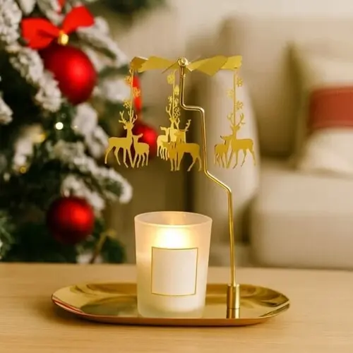 Vianočný rotačný svietnik farba: gold