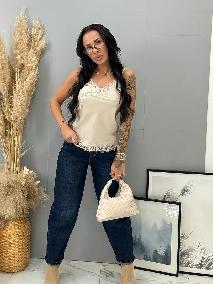 Saténový top s čipkou DAYANA