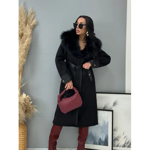 Kombinovaná bunda s kožušinou a opaskom CARELA veľkosť: L