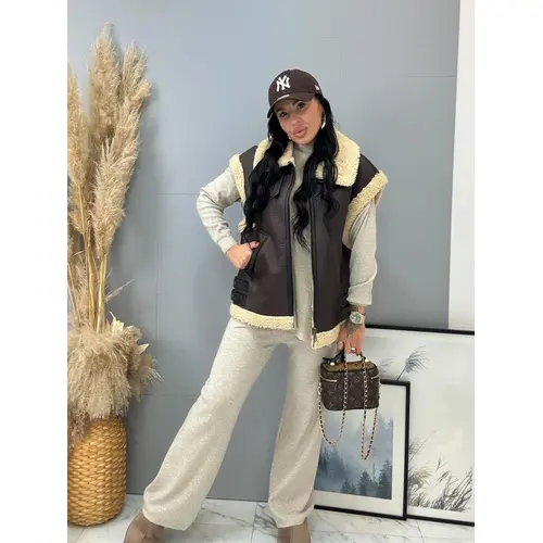 Hnedá zateplená vesta VEYRA veľkosť: L