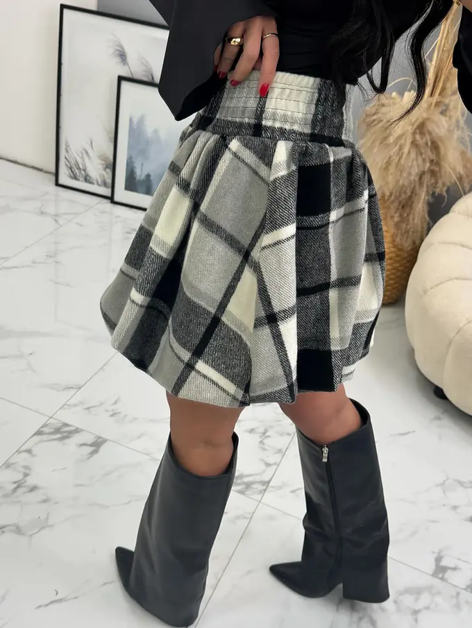 Károvaná balónová sukňa s gumeným pásom DASHNA+