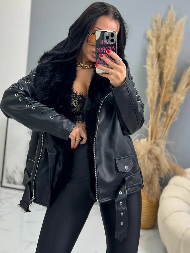 Kožená bunda s kožušinou MARINI - next