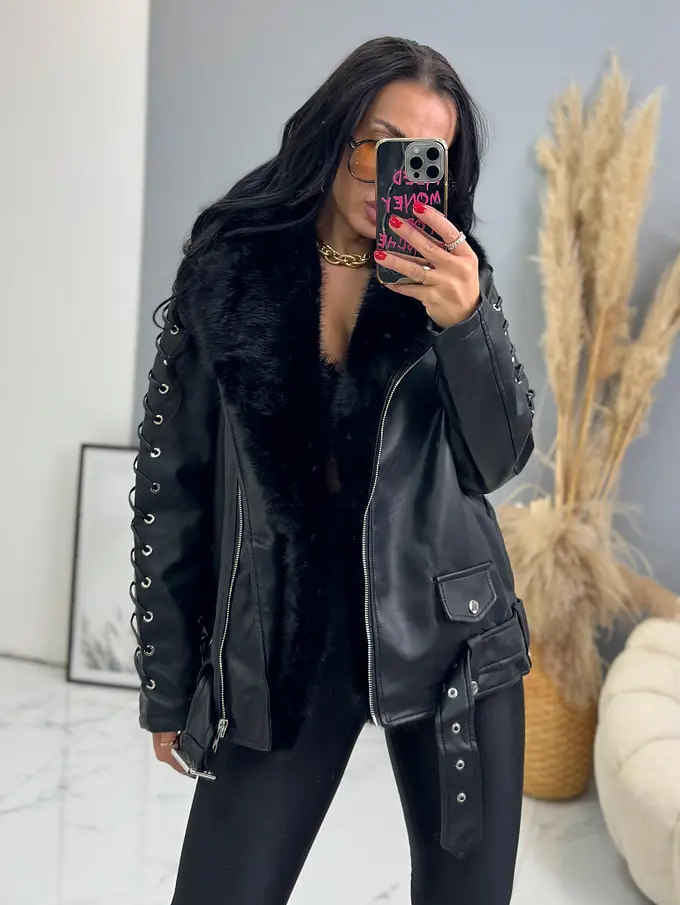 Kožená bunda s kožušinou MARINI