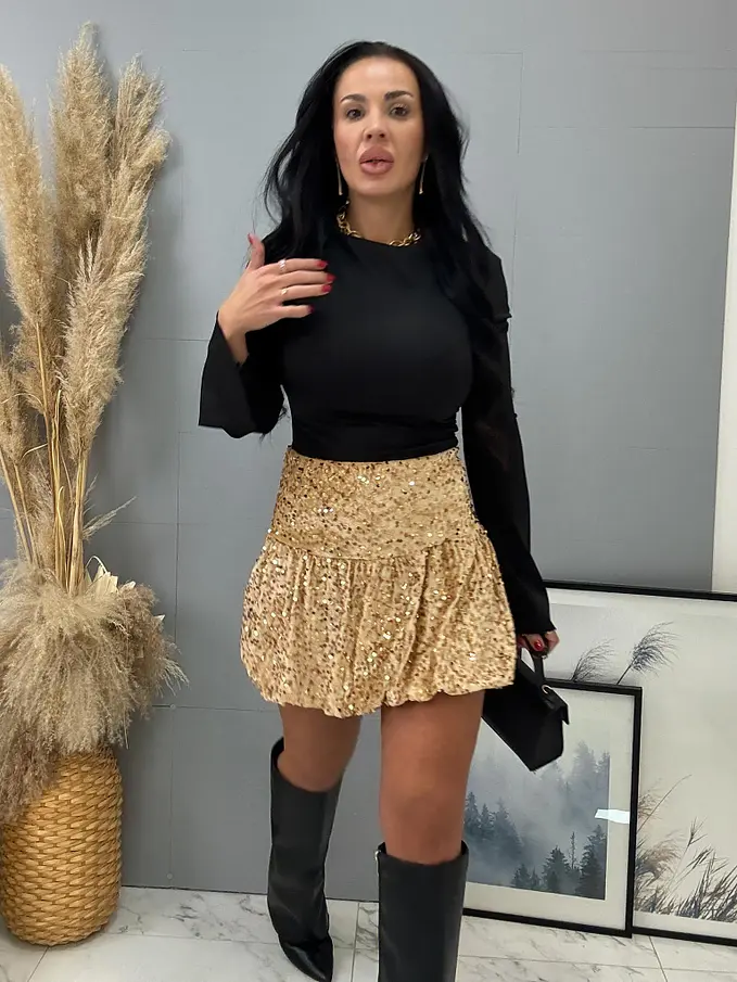 Balónová velvet sukňa zdobená flitrami BRANDY+