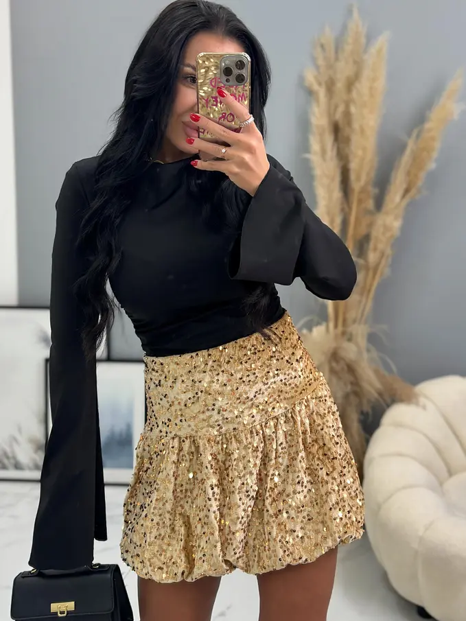 Balónová velvet sukňa zdobená flitrami BRANDY+