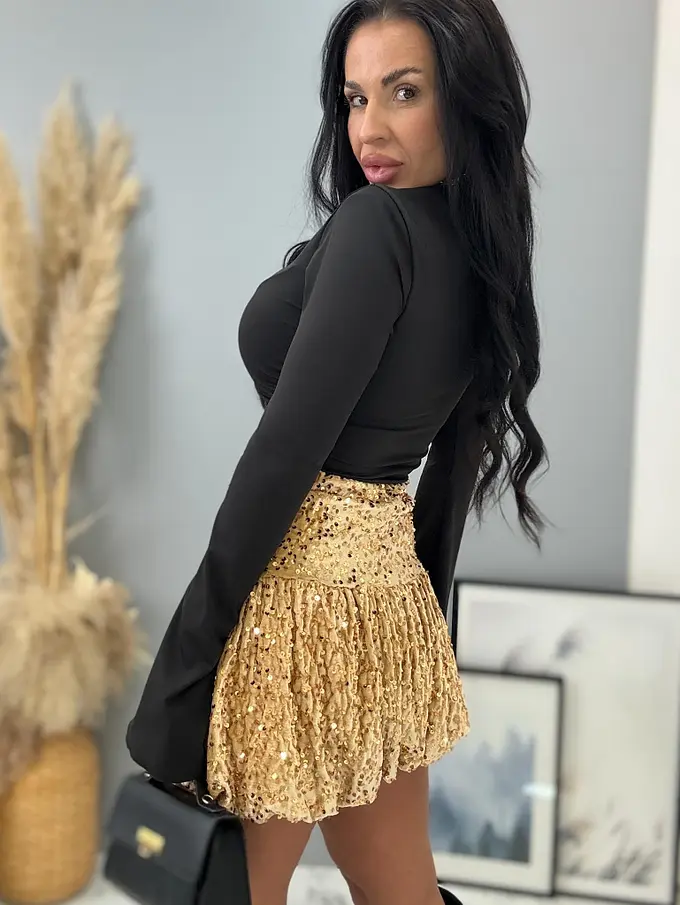 Balónová velvet sukňa zdobená flitrami BRANDY+