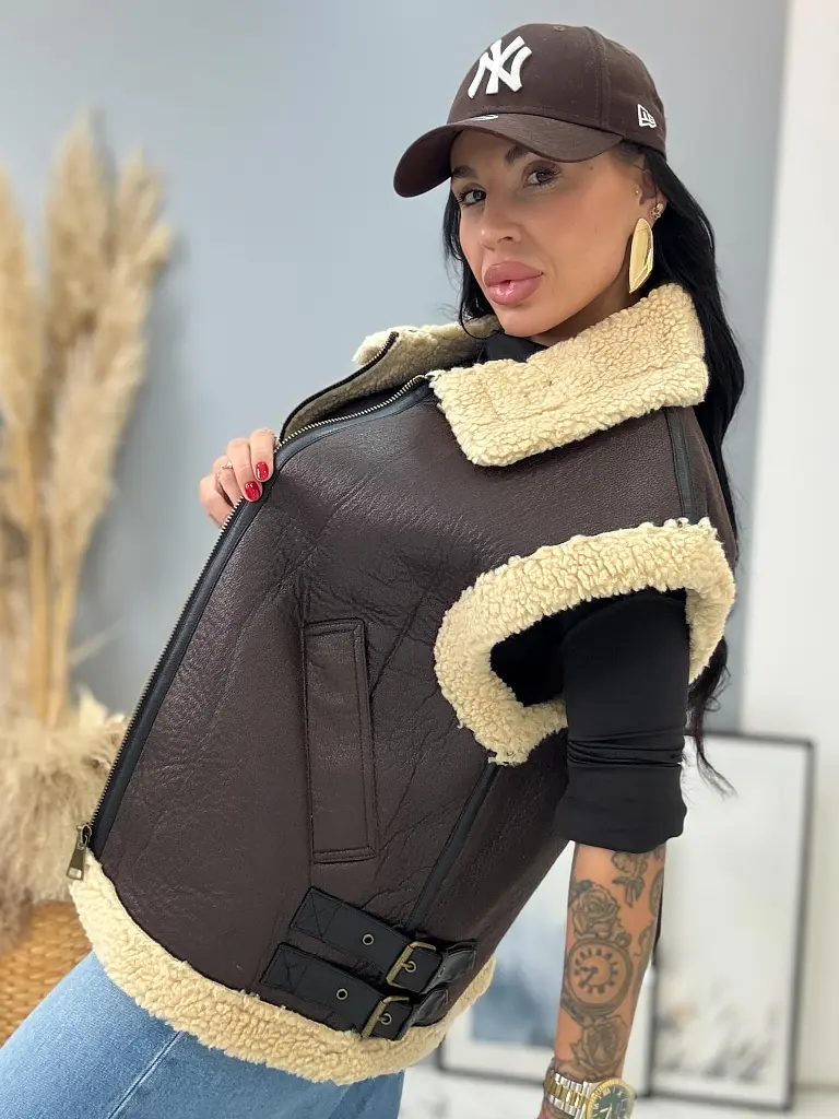 Hnedá zateplená vesta VEYRA