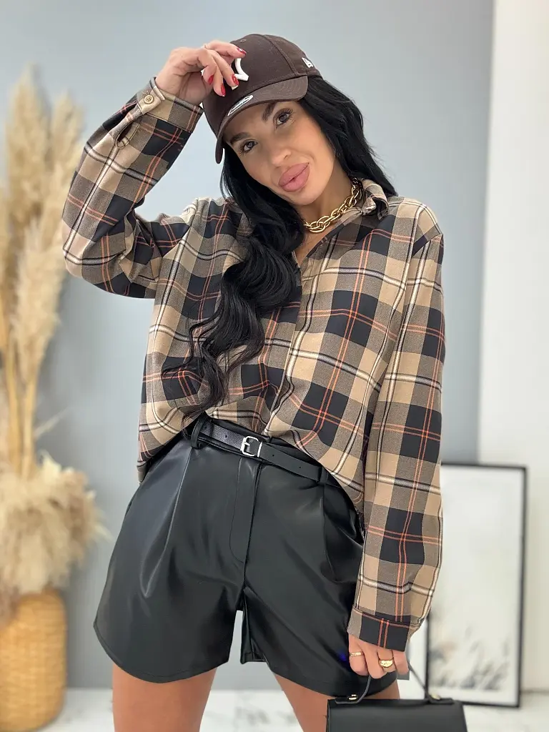 Asymetrická károvaná košeľa CYRENE