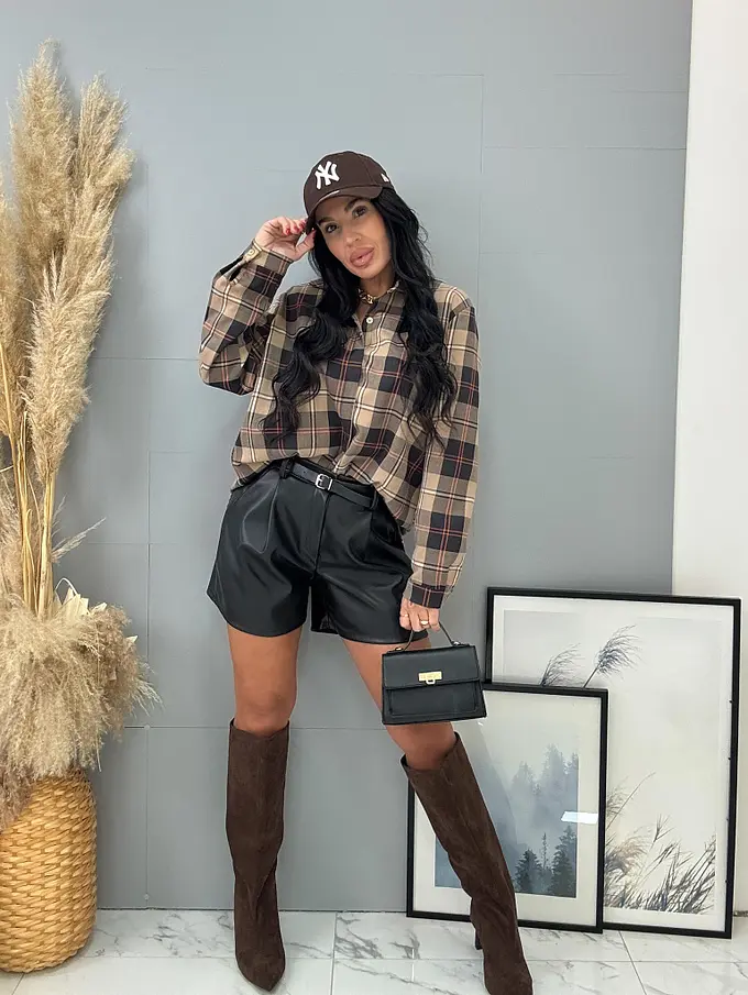 Koženkové šortky s opaskom KENNA+