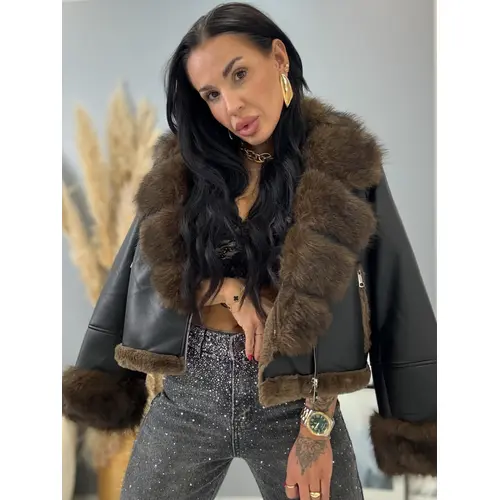 Kožená bunda s kožušinou AZAIRA veľkosť: M/L