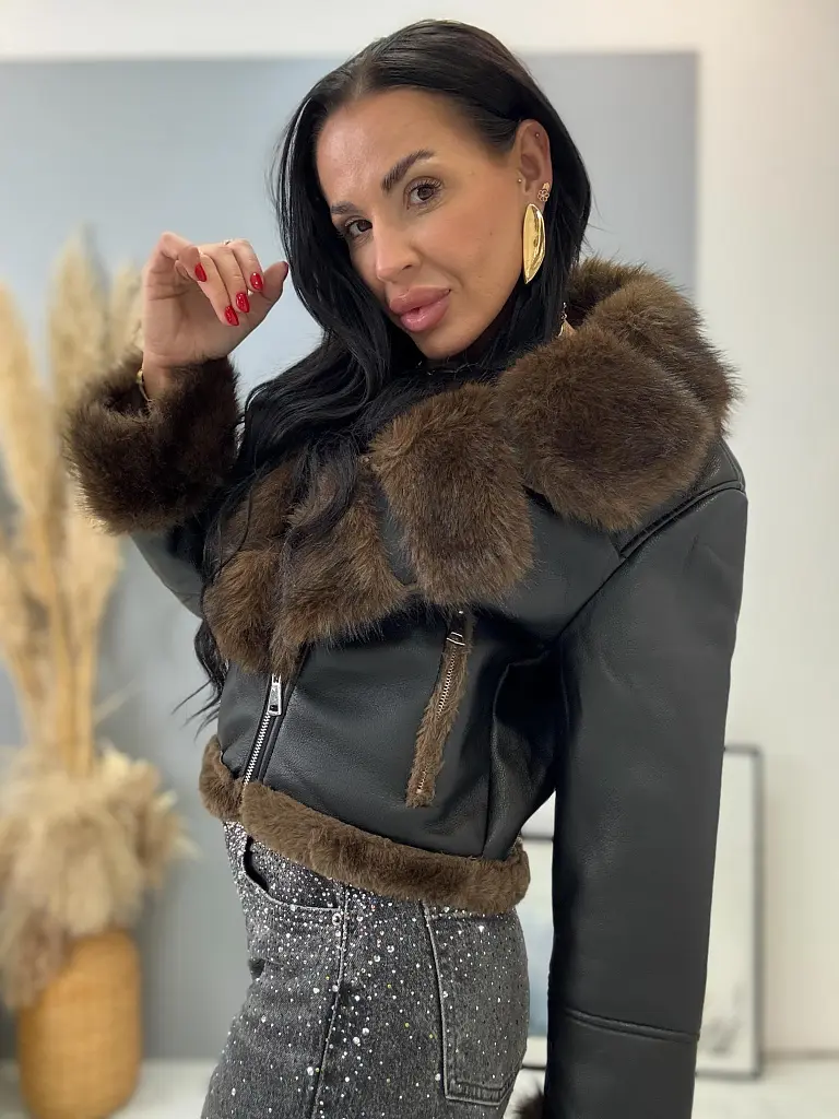 Kožená bunda s kožušinou AZAIRA - next