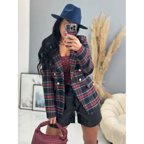 Kárované sako so zlatými gombíkmi MEARA+ veľkosť: one size