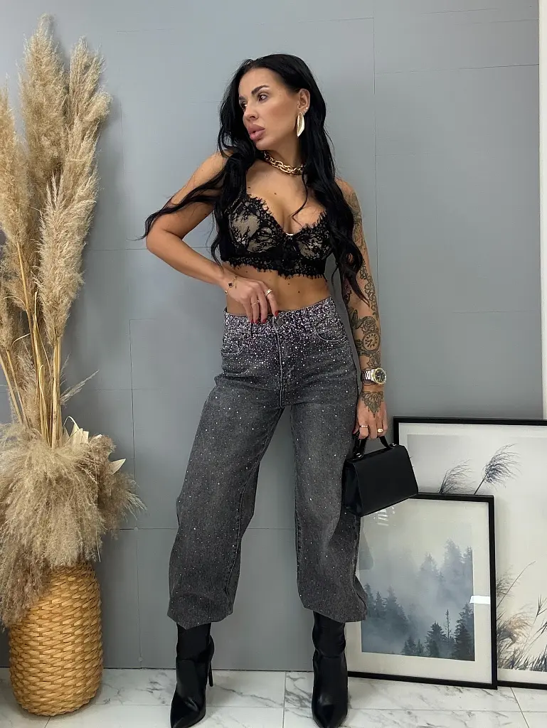 Wide-leg rifle s kamienkami SHELBY