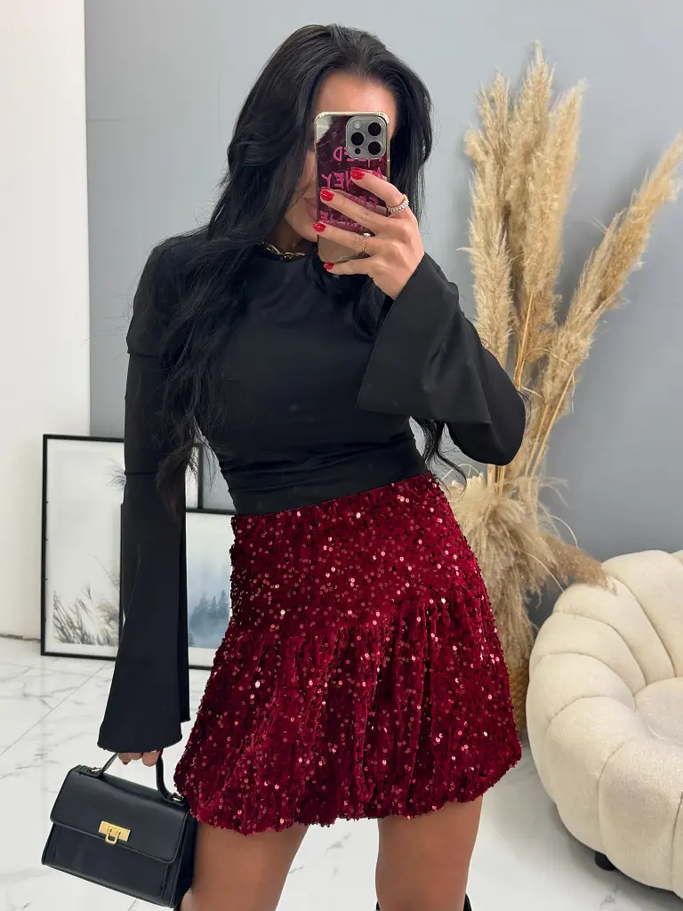 Balónová velvet sukňa zdobená flitrami BRANDY+