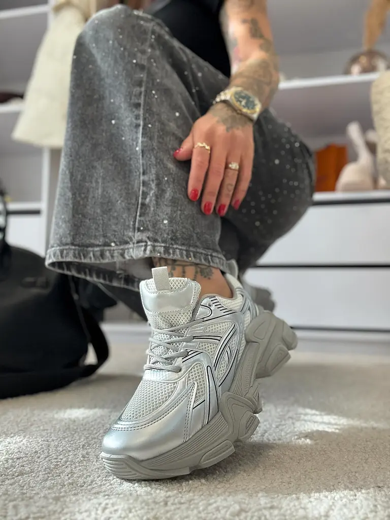 Strieborné platformové tenisky JOANA- - next