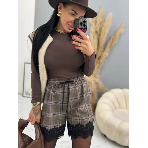 Kárované šortky s čipkou ALICA veľkosť: one size