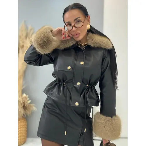 Kožená bunda s kožušinou DESIRE veľkosť: L