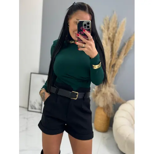 Čierne hrubé šortky s opaskom KALISA veľkosť: L