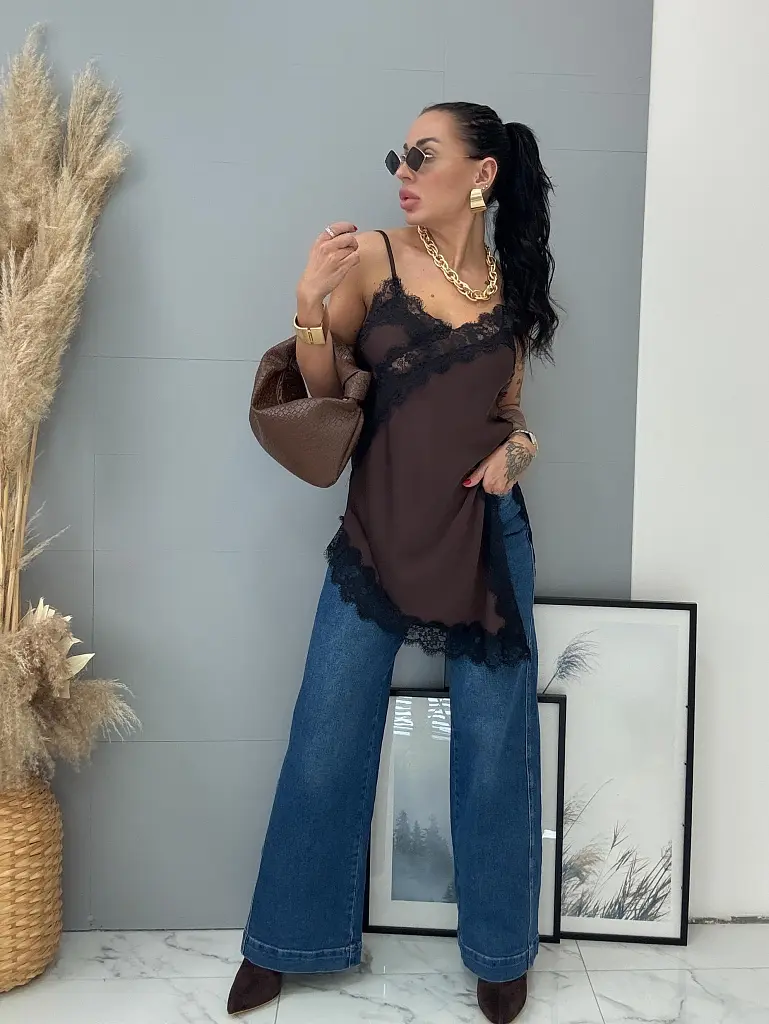 Saténový top so čipkou LAYLAH