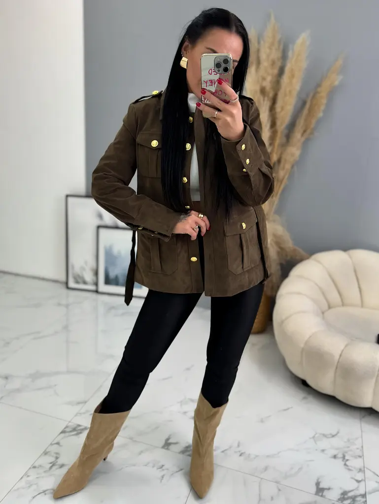 Velúrová bunda s opaskom LAMISA