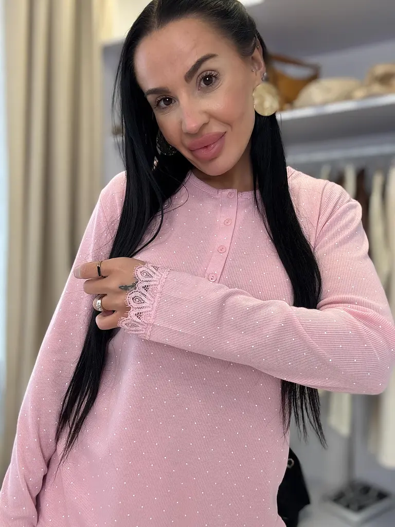 Rebrované pyžamo s čipkovým lemom AVILMA - next