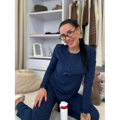 Rebrované pyžamo s čipkovým lemom AVILMA veľkosť: 3XL