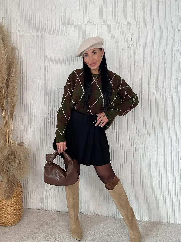 Pletený károvaný pulóver ADAVNA - next