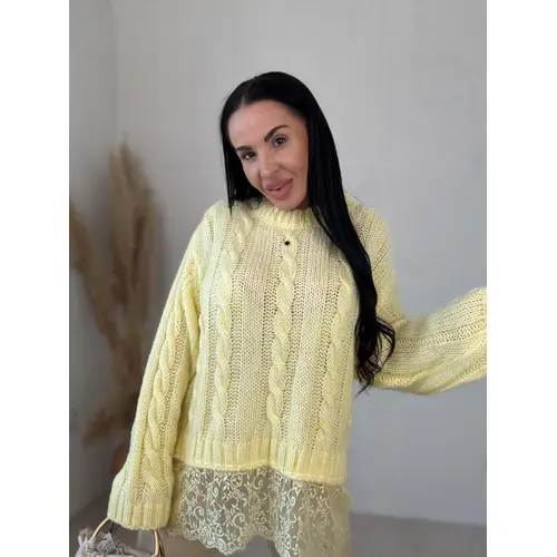 Pletený pulóver s čipkou SOLIRE veľkosť: one size