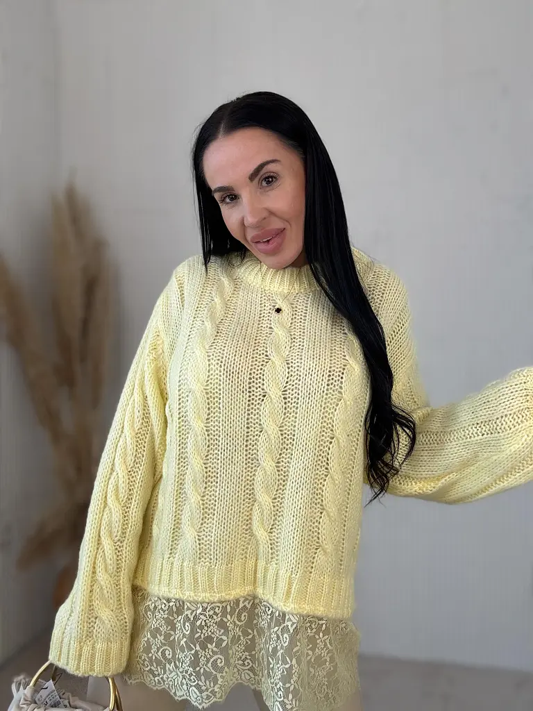 Pletený pulóver s čipkou SOLIRE