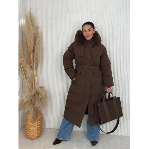 Dlhá bunda s kožušinou a kapucňou NESIA veľkosť: L