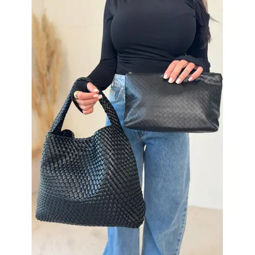 Tkaná kabelka s vnútornou kapsou OLEENA veľkosť: farba: black