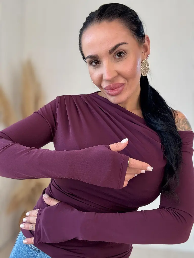 Elastické bordové tričko MINA - next