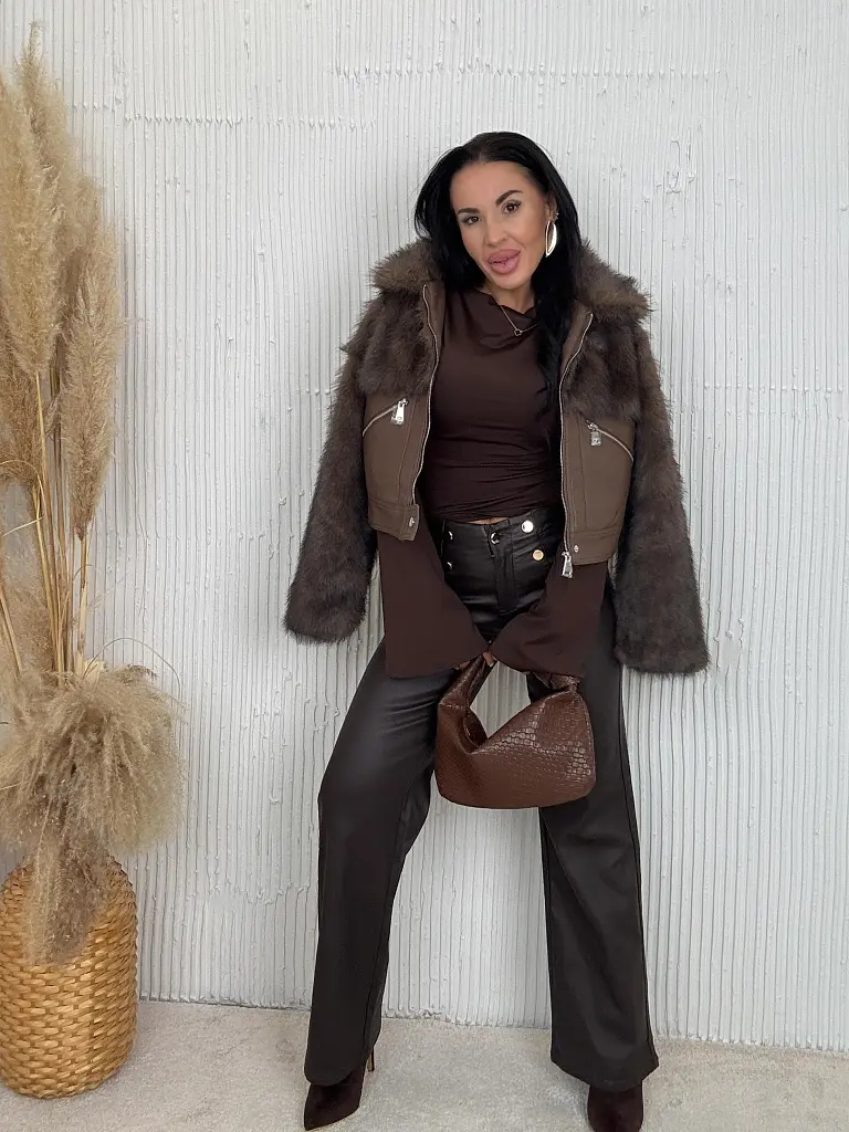 Kožená bunda s kožušinou RAMEE - next