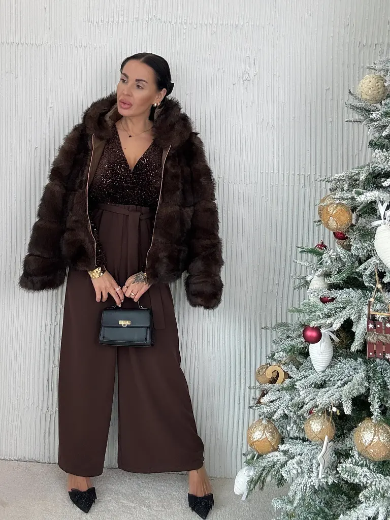 Elegantný overal zdobený flitrami s opaskom FABIOLA - next