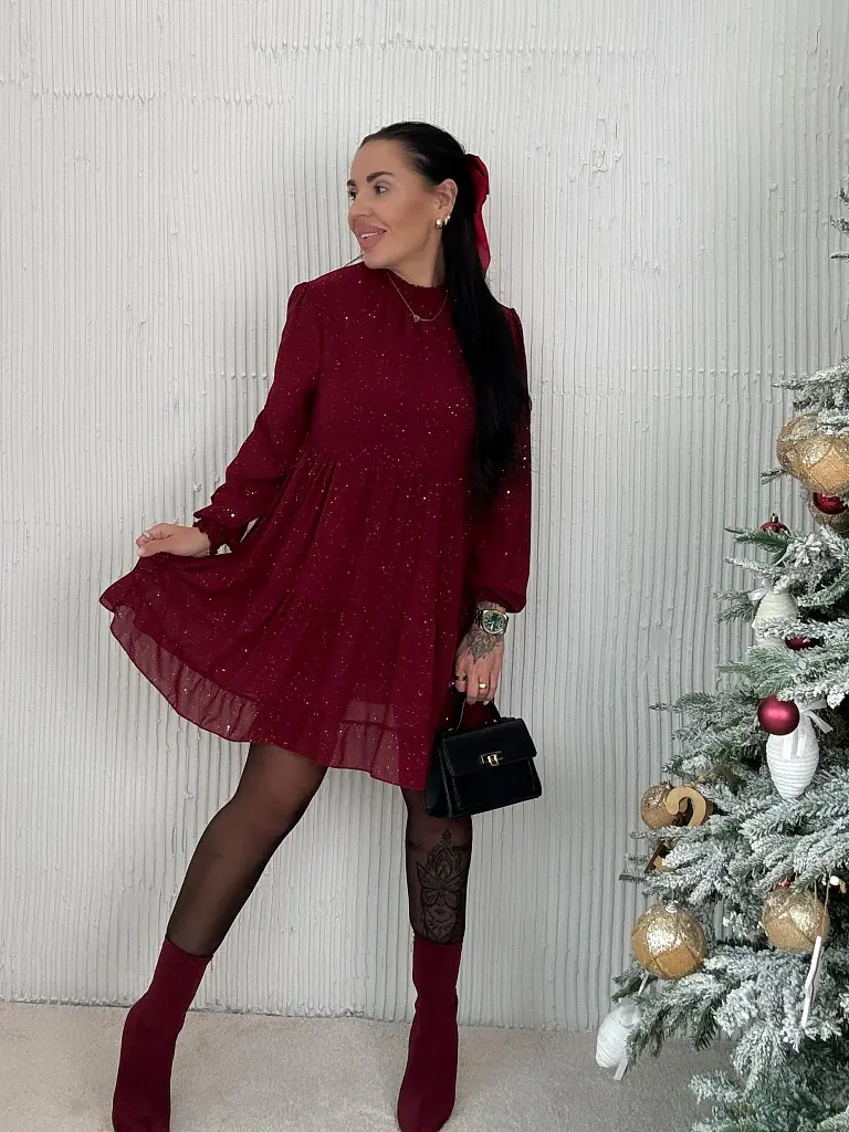 Saténové babydoll šaty s kamienkami ZORINA