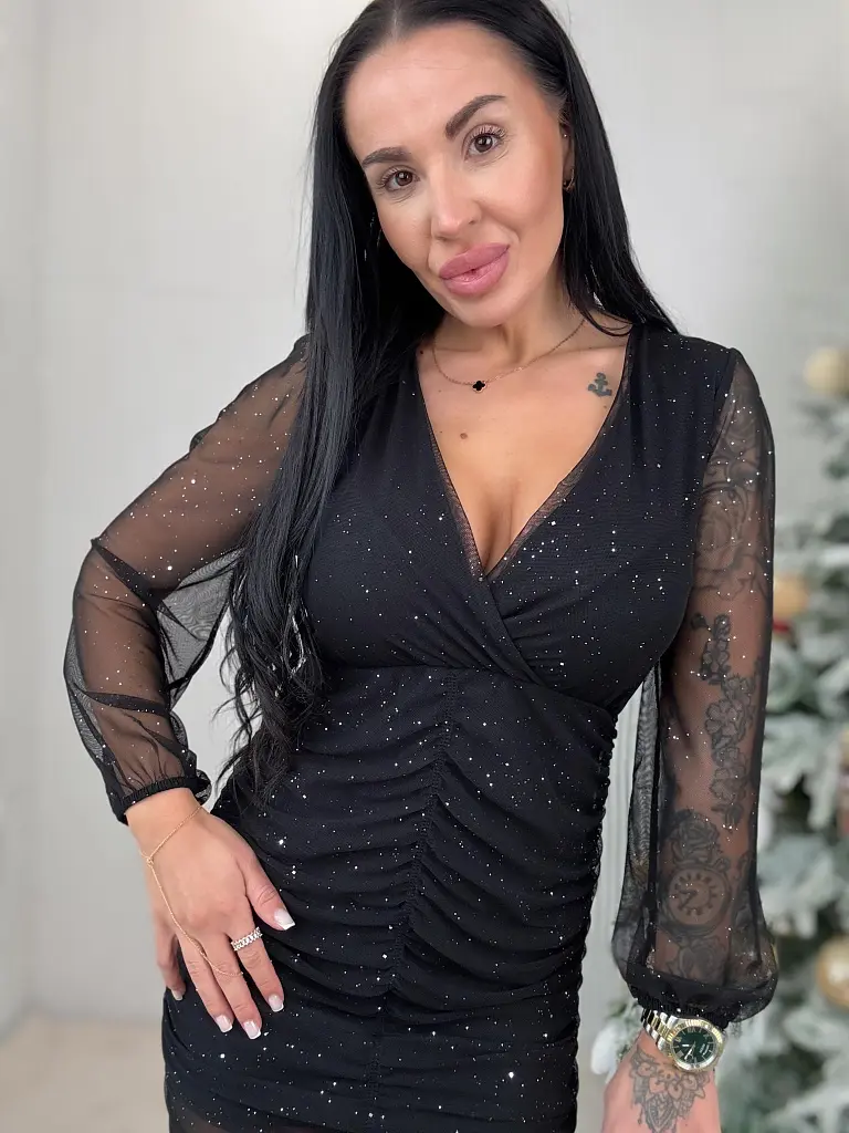 Saténové šaty s kamienkami LARISA