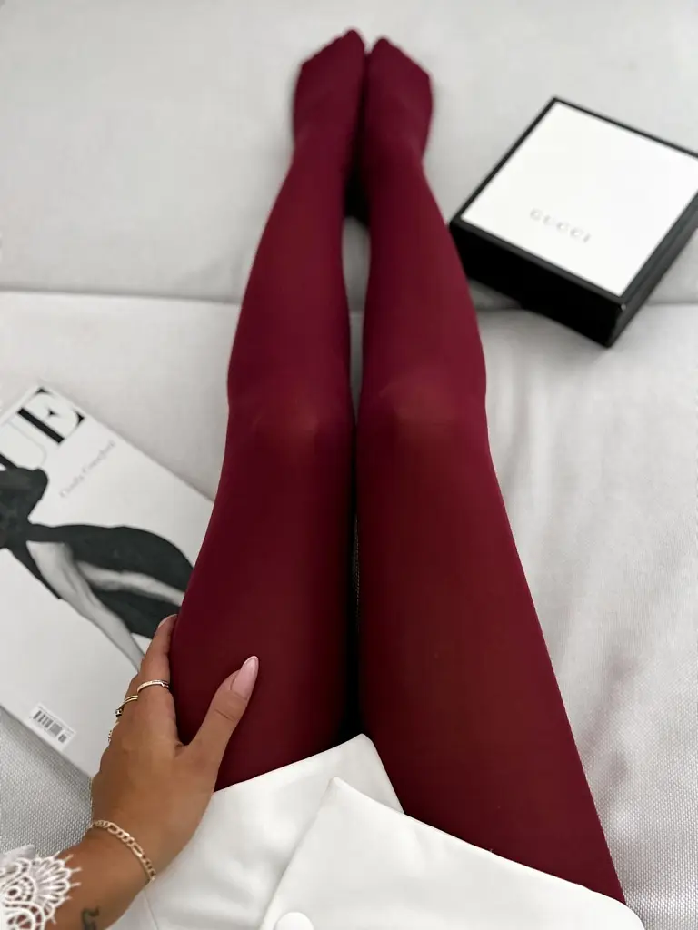 Bordové pančuchové nohavice