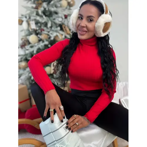 Červený rebrovaný rolák AILANI veľkosť: one size