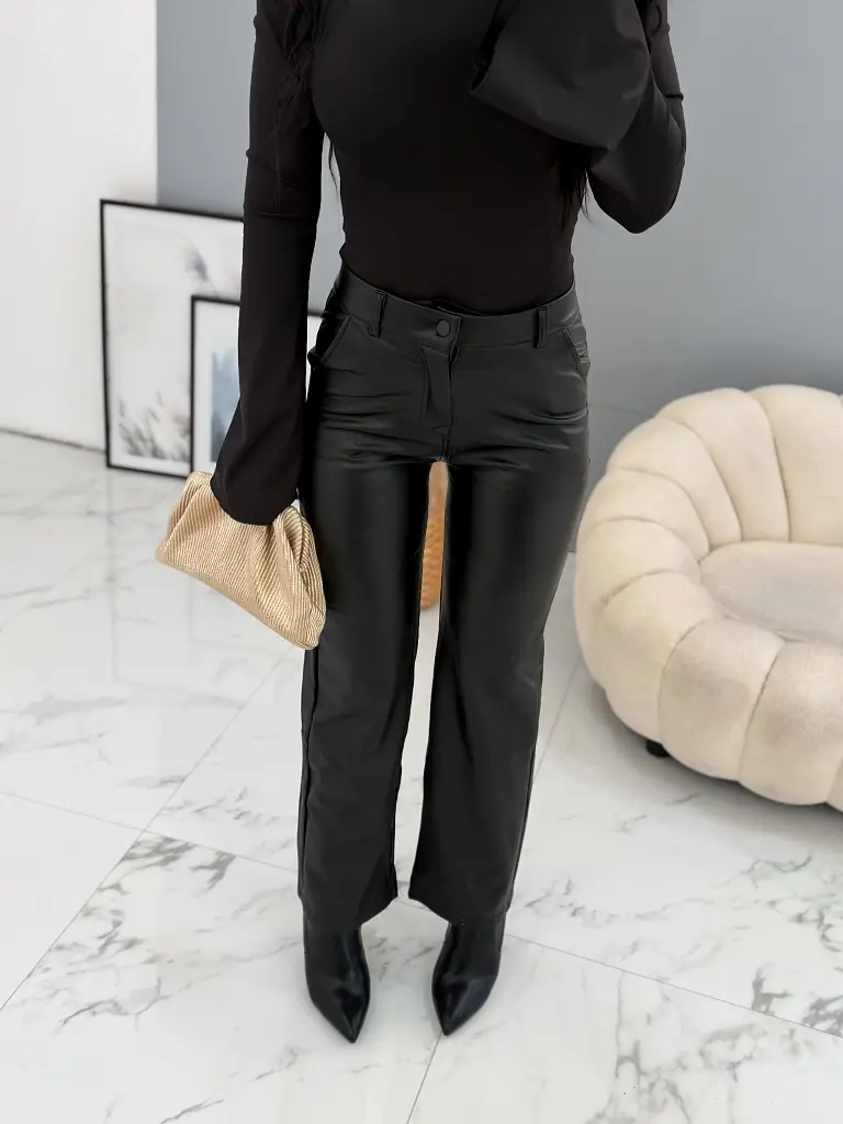 Koženkové nohavice s vysokým pásom CELINA - next