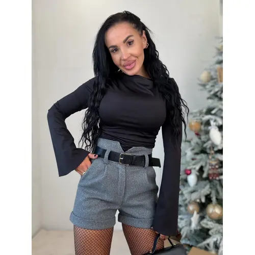 Sivé hrubé šortky s opaskom KALISA veľkosť: L