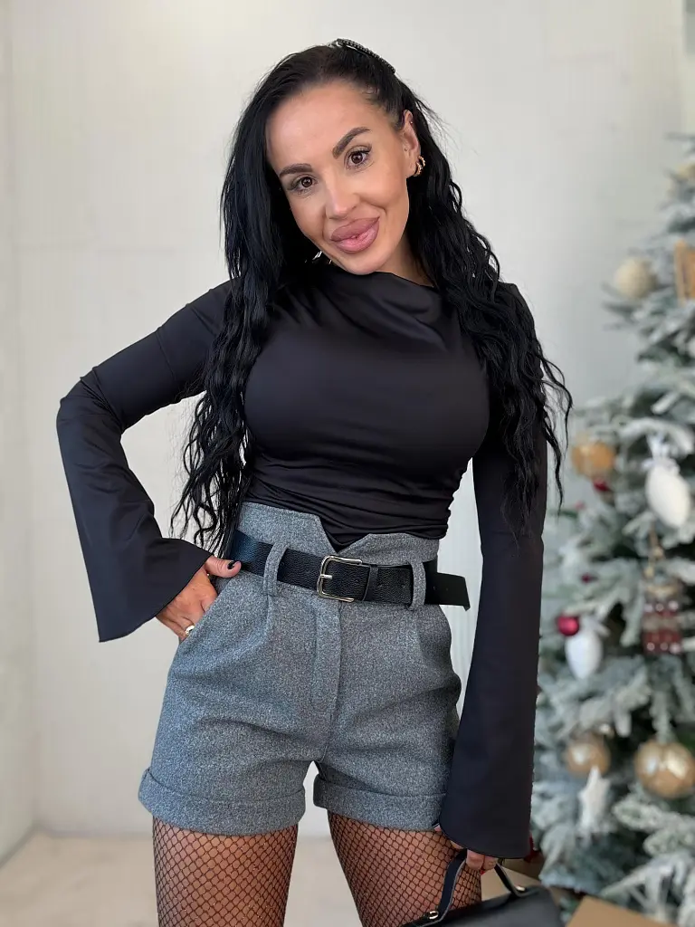 Sivé hrubé šortky s opaskom KALISA